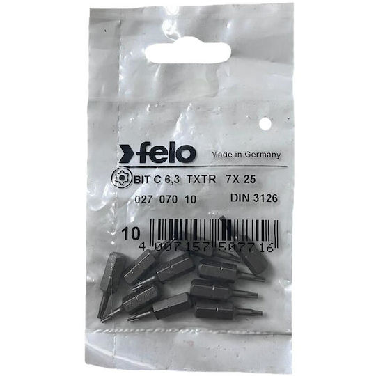 Set 10 Industrial Series Torx Tr Bits C6.3 Ttx7 25mm