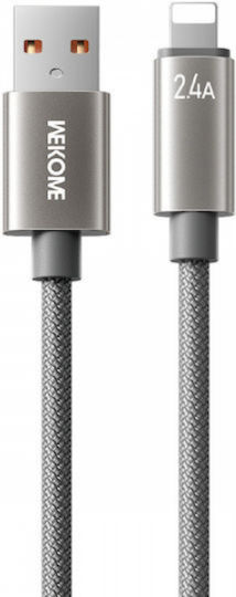 WK Wdc-63i Geflochten USB-A zu Lightning Kabel 12W Gray 1.2m
