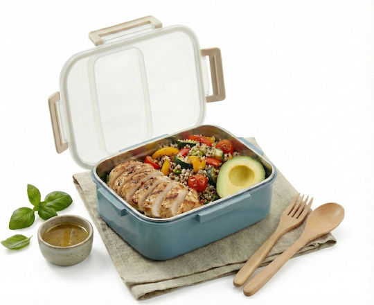Aj O-Bento Δοχείο Φαγητού Inox Μπλε 18x12.5cm