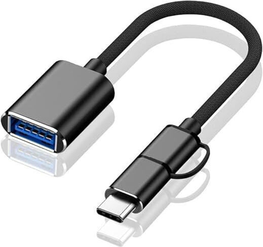 Keendex 2 1 Кабел Конвертор На Данни Line Тип C + Micro Otg Gp91 Черен Usb