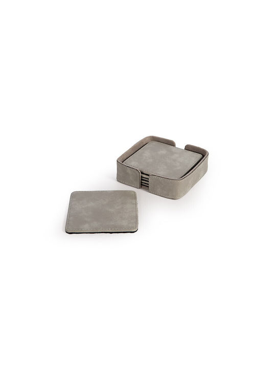 Nef-Nef Homeware Suporturi pentru pahare Piele ecologică Gri 10x10cm 6buc