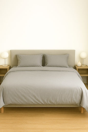 Чаршаф King Size с Ластик 180x200+35см. Τ180 Светло сиво