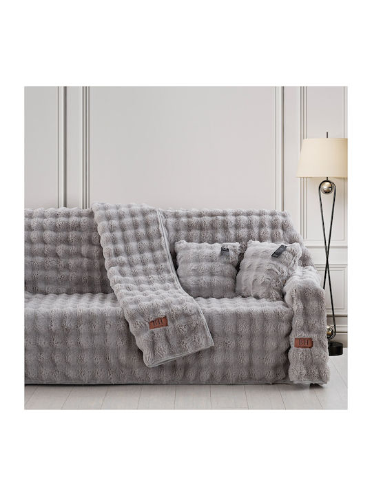 Beauty Home Σετ Ριχτάρια 3τμχ Γούνινο Γκρι