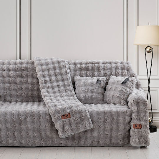 Beauty Home Σετ Ριχτάρια 3τμχ Γούνινο Γκρι 8721ΣΕΤ3
