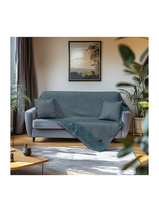 Beauty Home Ριχτάρι Πολυθρόνας Chenille 170x170εκ. Πετρόλ