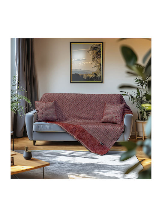 Beauty Home Σετ Ριχτάρια 3τμχ Chenille Κόκκινο