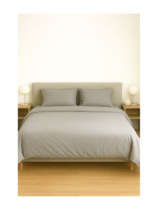 Duvet Cover Cotton Single 160x240 Τ180 Γκρι Ανο...