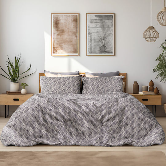 Beauty Home Set Husă de Pilotă Flanel Single cu Față de Pernă 160x240 Leonardo Art 12333 Gri