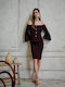 Rochie Midi De Seară Burgundy