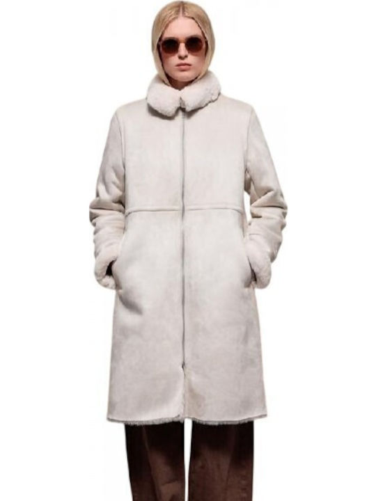 Splendid Femeie Off White Palton cu Fermuar
