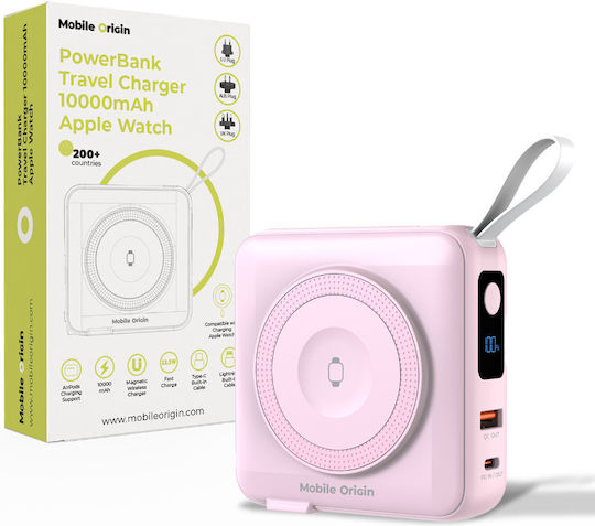 Mobile Origin PBT-03L-PNK MagSafe Power Bank 10000mAh 20W with USB-A Port and USB-C Port Power Delivery Pink