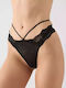 Women's String with Lace Black