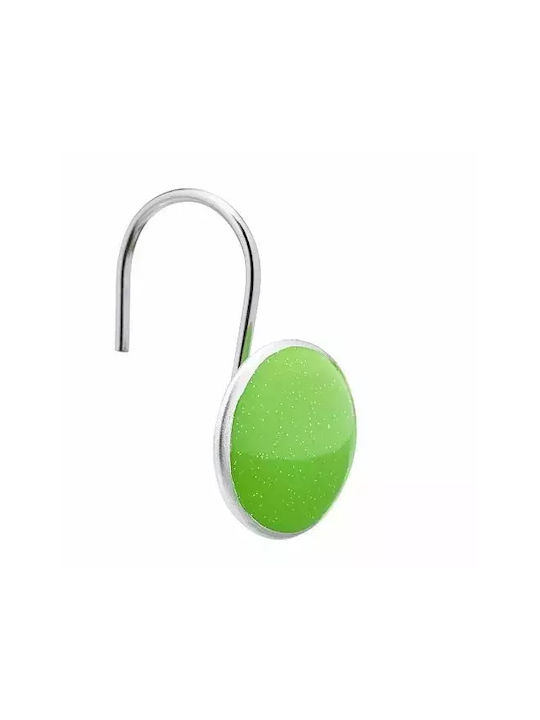 Set Decorative Hooks Shower Curtains Jup 5313018 Round Shape Green 12 Pieces