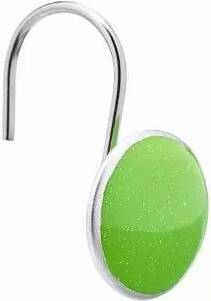 Set Decorative Hooks Shower Curtains Jup 5313018 Round Shape Green 12 Pieces