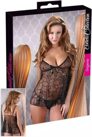 Еротичен Секси Комплект Lingerie Cottelli Collection 249039 10-355 Двукомпонентен Топ Танга Черен L