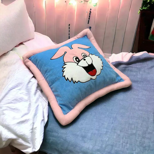 Decorative Pillow Chippo 25023-55-4 Mll Bunny Print Extra Soft 48 X 48 Cm Blue Pink