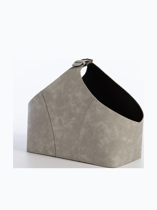 Nef-Nef Homeware Lethal Grey Διακοσμητικό Καλάθι Δερματίνης Δερματίνης με Χερούλια Γκρι 30x20x32εκ.