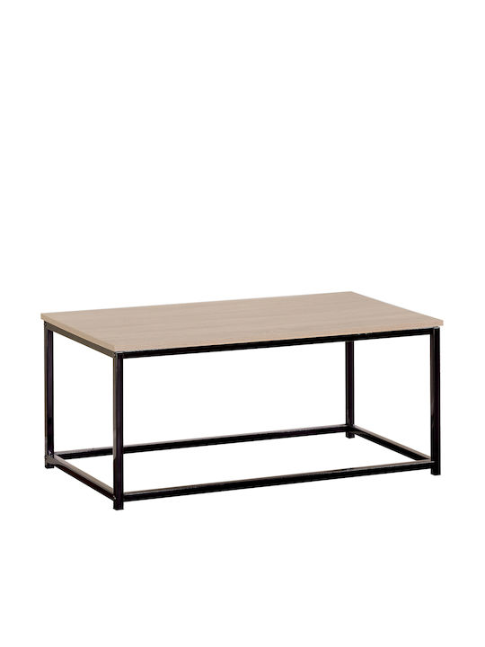 Masa De Cafea Centrală Rectangulară Quenley Din Lemn De Stejar Negru L90xL48xÎ40cm