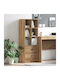 vidaXL Wohnzimmer Vitrine aus Spanplatte Eiche 45.5x34x127cm