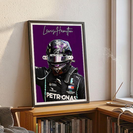 Poster Formula1 Lewis Hamilton F059 21cm X 30cm Μαύρο Ξύλινο Κάδρο