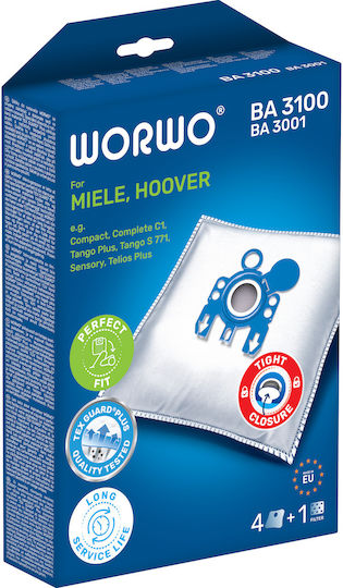 Worwo Σακούλες Σκούπας 4τμχ Συμβατή με Σκούπα Hoover / Miele