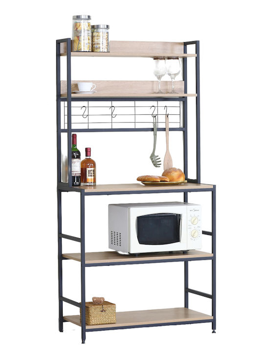 ArteLibre Invermere Rack De Bucătărie Metalic Cu 4 Locuri Negru 80x40x170cm