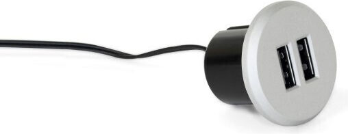 Emuca Χωνευτή Πρίζα με 2 Θύρες USB Ασημί