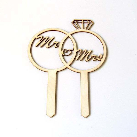 Декоративна Дървена Торта Mr & Mrs 25см