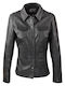 Women's Leather Monochrome Long Sleeve Shirt Black