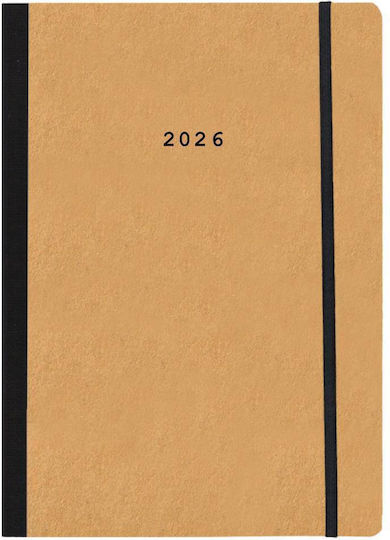 Next Ημερολόγιο 2026 Natural Ημερήσιο Flexi Μουσταρδί Λάστιχο 14x21εκ Δυνατότητα Εκτύπωσης