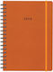 Next Diary 2026 Natural Daily Spiral Orange Elastic 12x17cm Printing Option