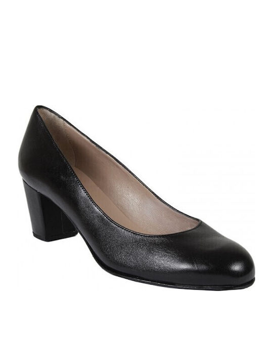 Leather Black Medium Heels