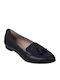 Leather Women's Moccasins in Navy Blue Color