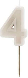 Birthday Candle No 4 Light Gray Warm Grey 6 Cm