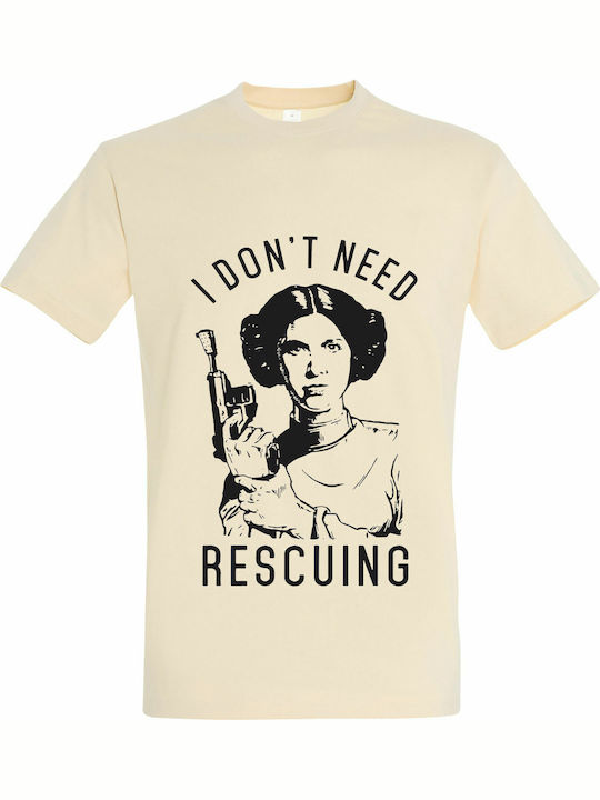 Cream Unisex T-shirt with Princess Leia Star Wa...
