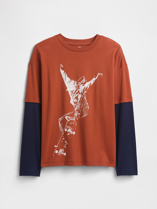 GAP Kids' Shirt Long Sleeve Copper Spice Graphic