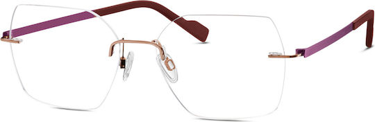 Women's Metal Prescription Eyeglass Frame Made of Titanium Purple ES823017-50