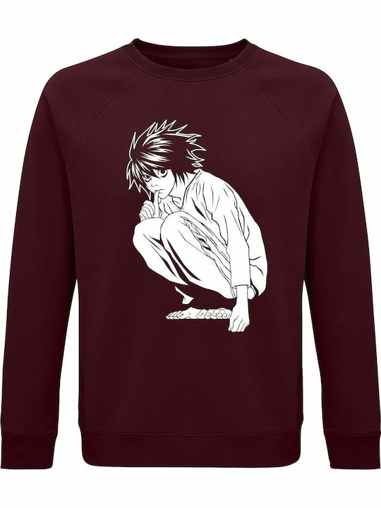 Суитшърт Унисекс Органичен Бордо L Lawliet От Death Note Манга