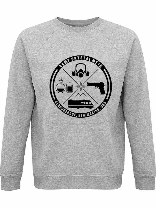Sweatshirt Unisex Organic " Breaking Bad Camp Crystal Meth Heisenberg Chronicles " Grey Melange