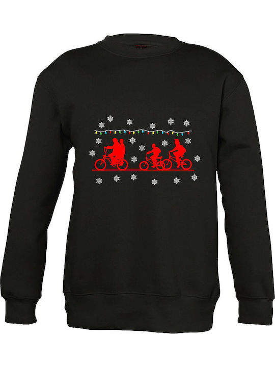 Παιδικό Sweatshirt Unisex " Stranger Things Chritmas Snowflakes " Black