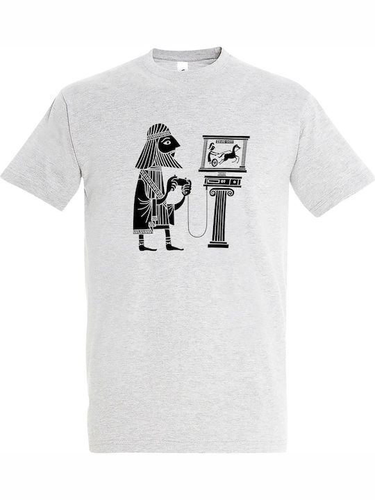T-shirt Унисекс "Ancient Greek Gamer" Сив