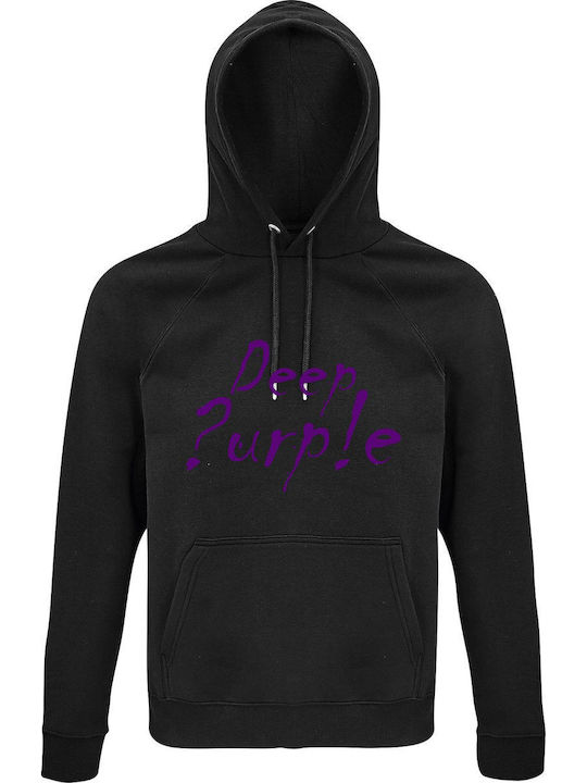 Hoodie Unisex Organic " Deep Purple " Black