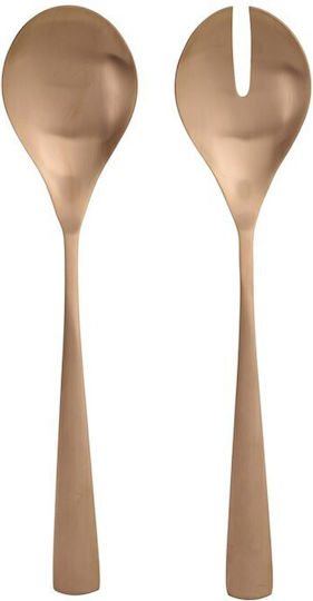 Schou 83319 Rostfreies Stahl Salatlöffel Set Mit 2 Stück Matt Kupfer Farbe 24cm Made In Denmark