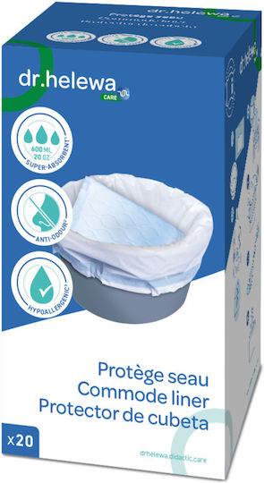 Dr.helewa Toilet Seat Container Bag Absorbent Pad Closure Cord 600ml 20 Pieces