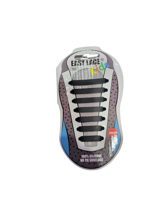 Easy Lace Kids Κορδόνια Παπουτσιών Ελαστικά Σιλικόνης 14τμχ One Size Μαύρο