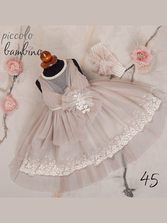 Piccolo Bambino Βαπτιστικό Φόρεμα Κορίτσι 614-45-μπεζ