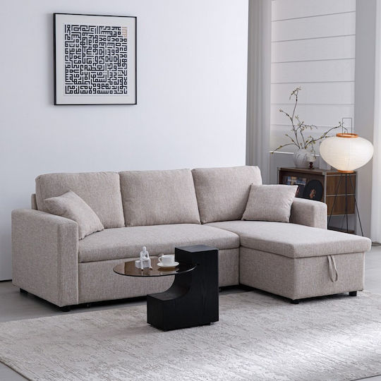 Kamore Corner Sofa Bed Fabric 223x146x85 cm Beige