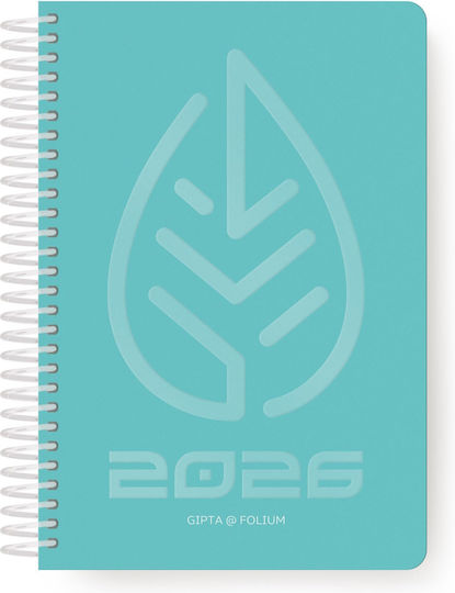 Gipta Ημερολόγιο Σπιράλ Folium 2026 Ημερήσιο 12×17 Τιρκουάζ 626-1712-50