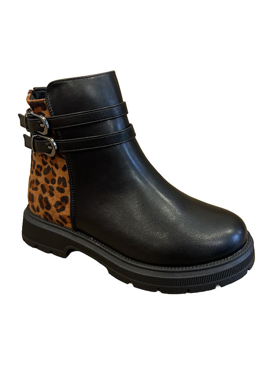 Ghete Copii din Piele Black / Animal Print
