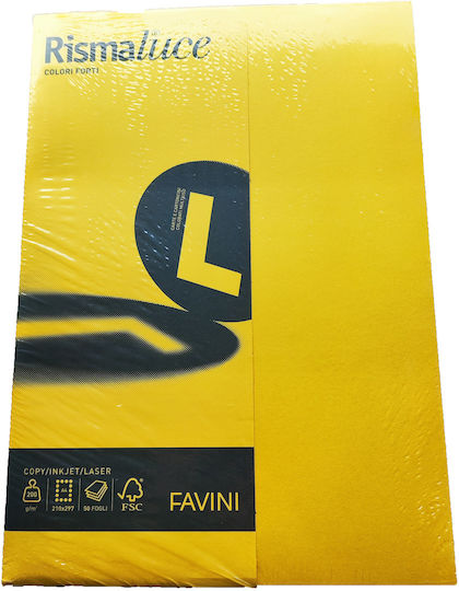 Favini 50 Sheets Rismaluce 200g/m2 Yellow Sunflower 53 21x29.7 A4